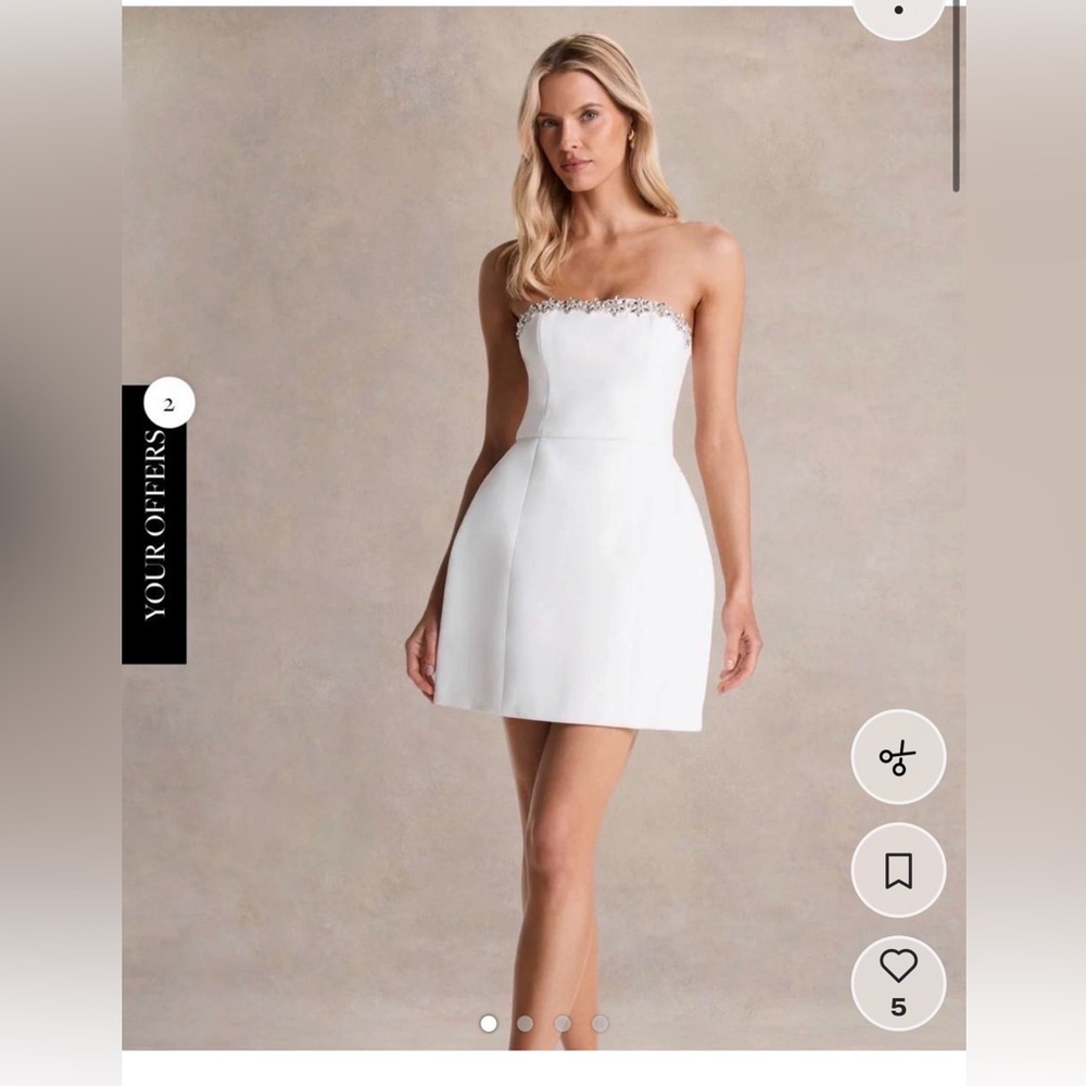 Strapless White Bridal Mini engagement dress